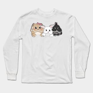 Three Cute Pocket Rabbit Long Sleeve T-Shirt